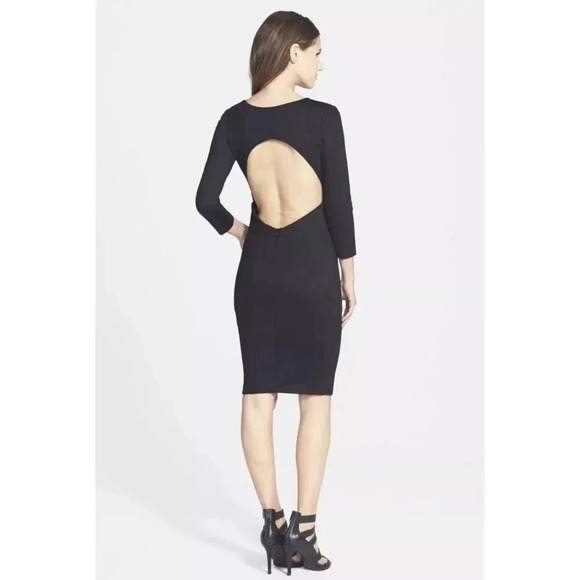 MYNE Ashley Ann Dress Cutout Ponte BodyCon DRESS Size 6 BLACK  New - Picture 1 of 13